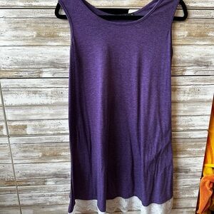 Purple Sleeveless Tank Top/ tunic/dress with White Hem